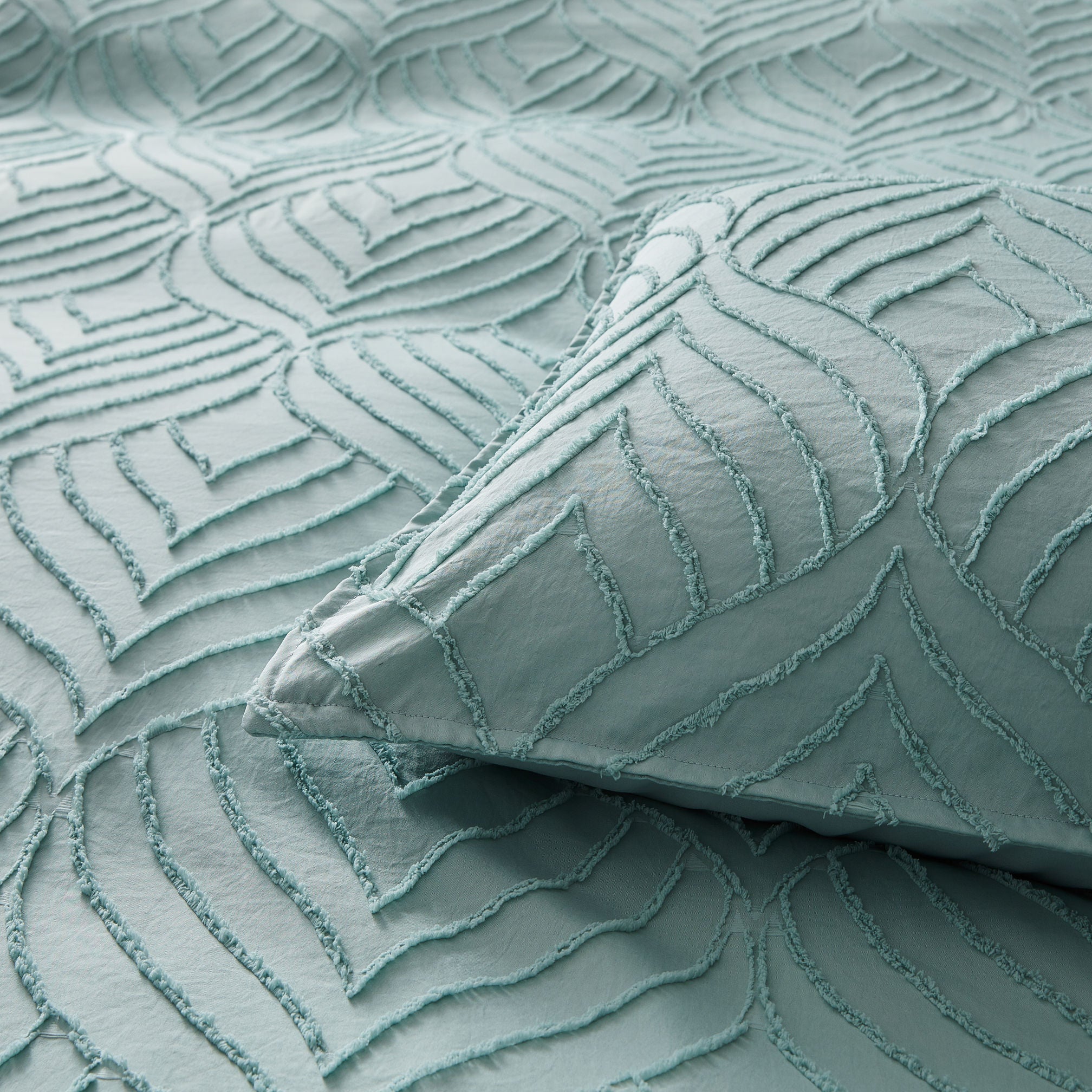 Microfibre Tufted Standard Pillowcases - Set of 2