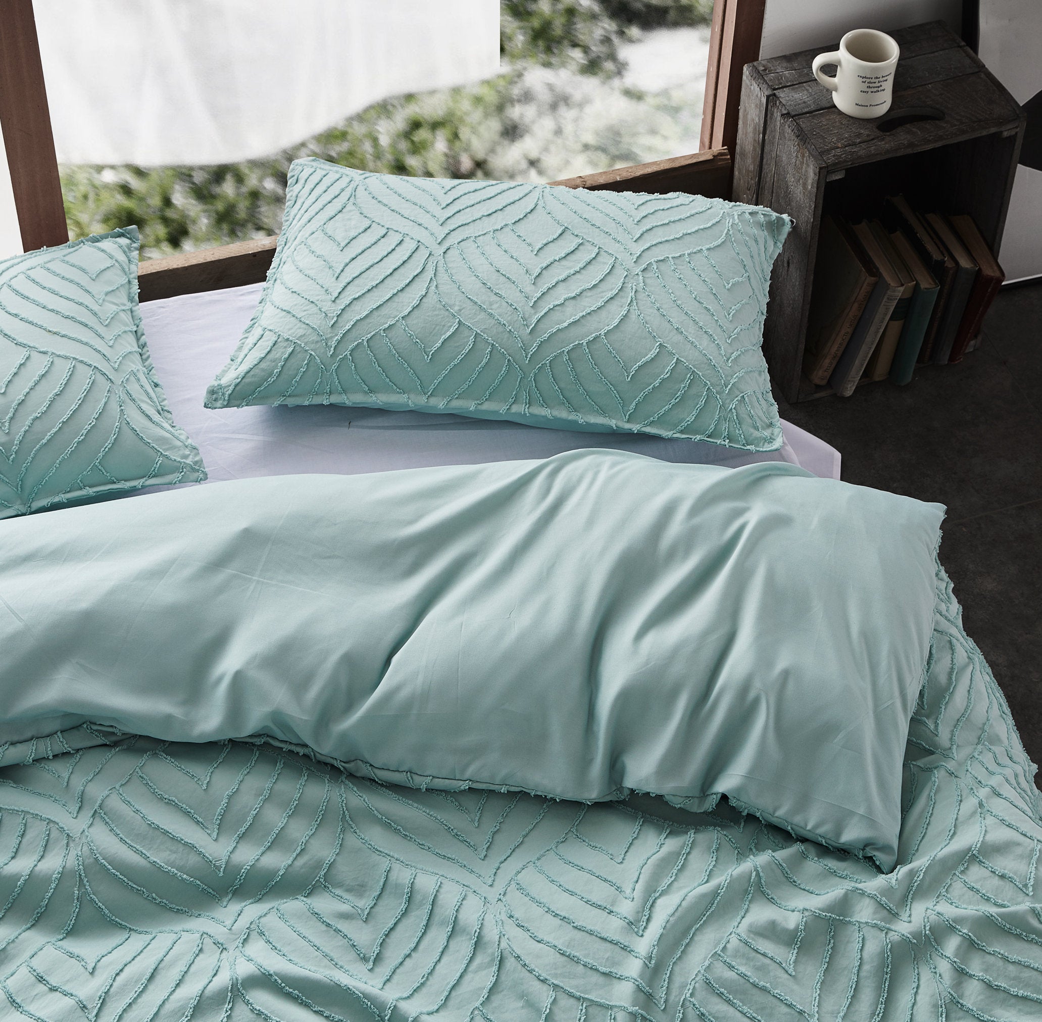 Microfibre Tufted Standard Pillowcases - Set of 2