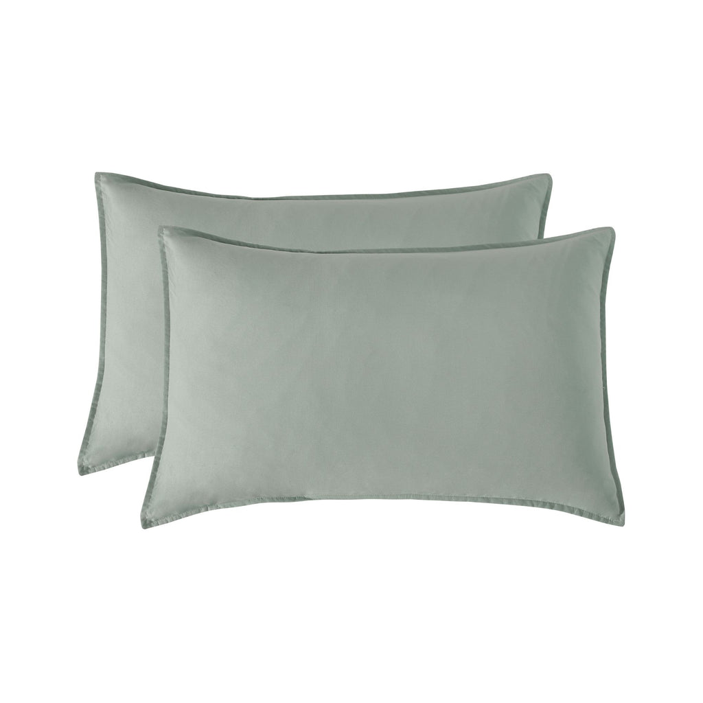 Vintage Washed Microfibre King Pillowcases - Twin-Pack - Sage - 50cm x 90cm