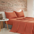 Vintage Washed Microfibre Sheet Set with Pillowcases - Terracotta