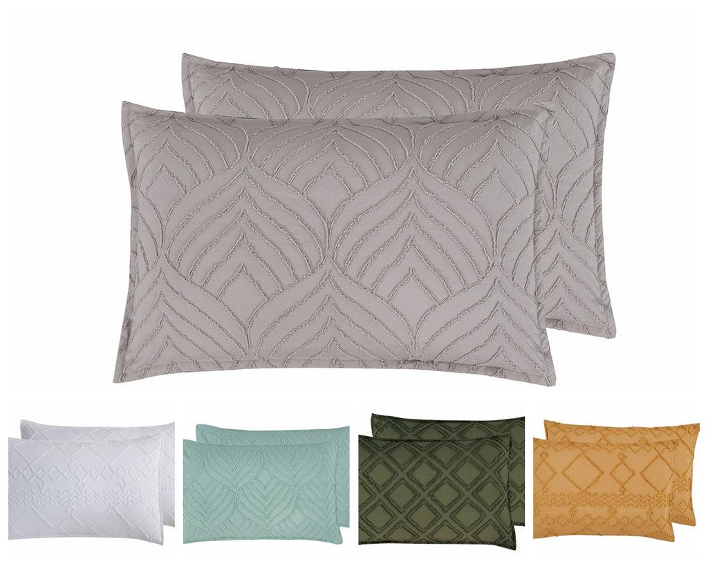 Microfibre Tufted Standard Pillowcases - Set of 2