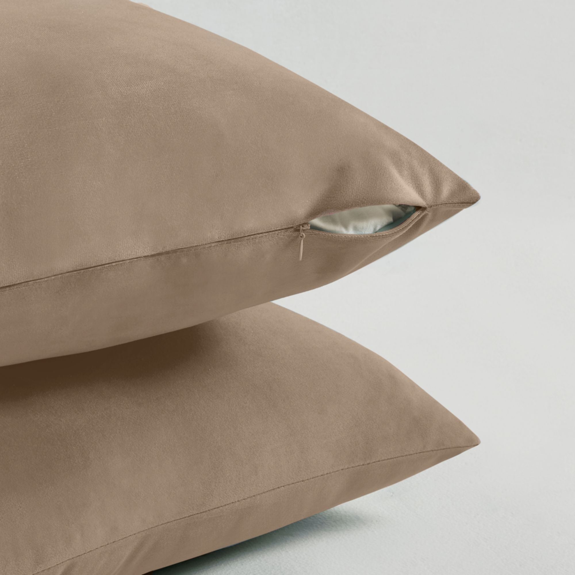 Velvet Cushion Covers - Twin-Pack - Beige