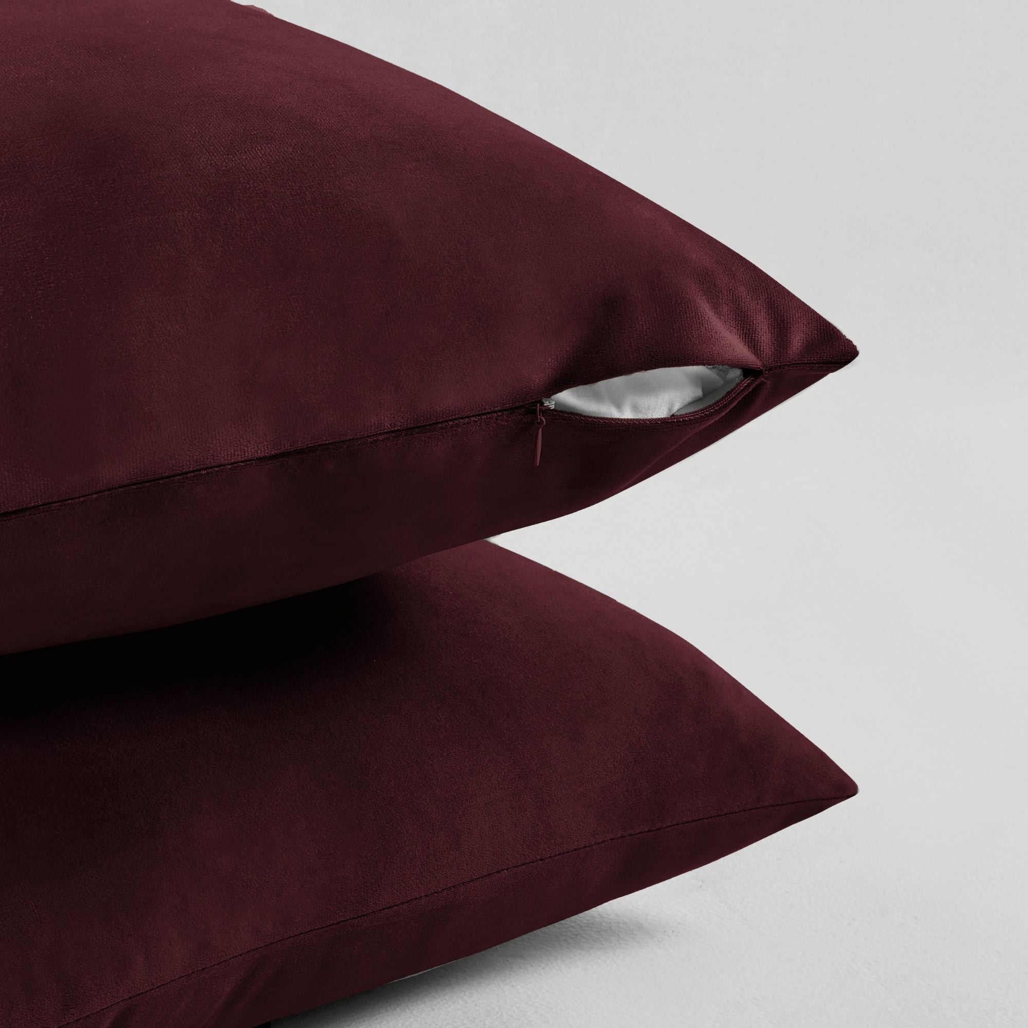 Velvet Cushion Covers - Twin-Pack - Burgundy