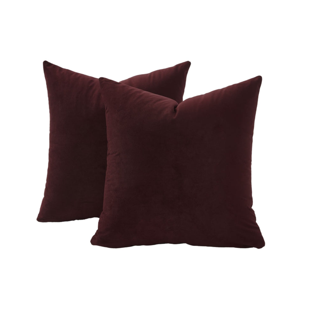 Velvet European Pillowcases - Twin-Pack - Burgundy - 65*65cm