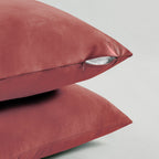 Velvet European Pillowcases - Twin-Pack - Marsala - 65*65cm