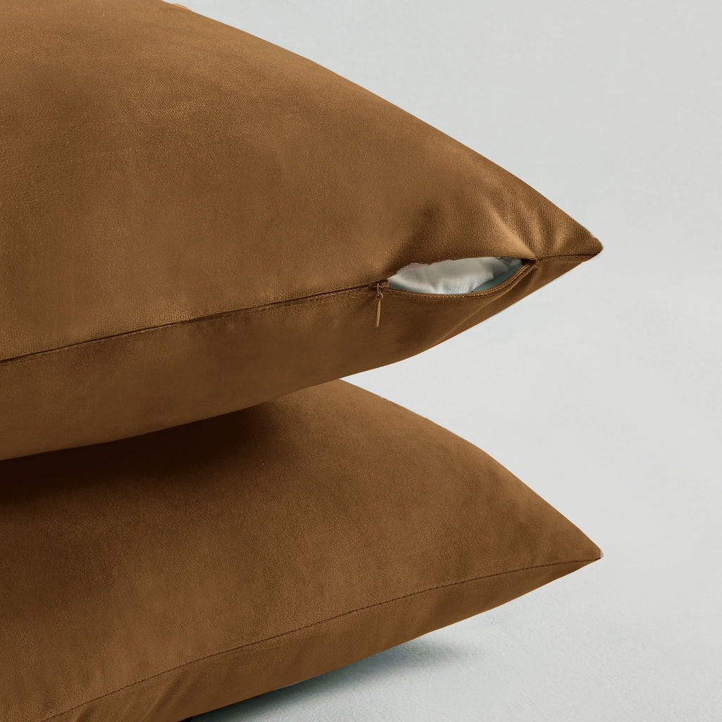 Velvet European Pillowcases - Twin-Pack - Ochre - 65*65cm