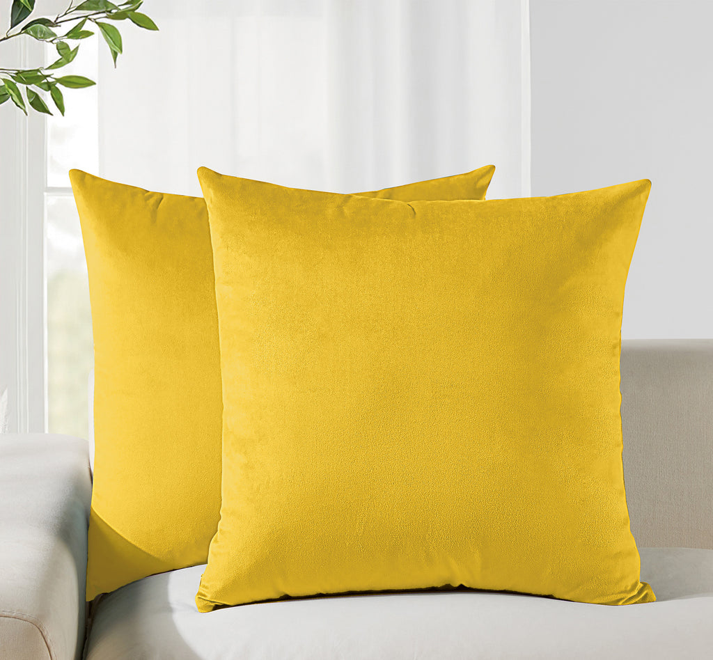Velvet Cushion Covers - Twin-Pack - Yellow