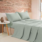 Vintage Washed Microfibre Sheet Set with Pillowcases - Sage