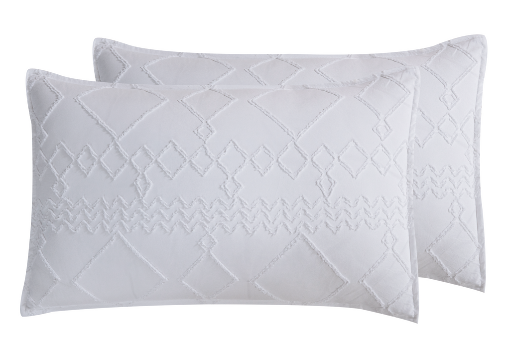 Microfibre Tufted Standard Pillowcases - Set of 2
