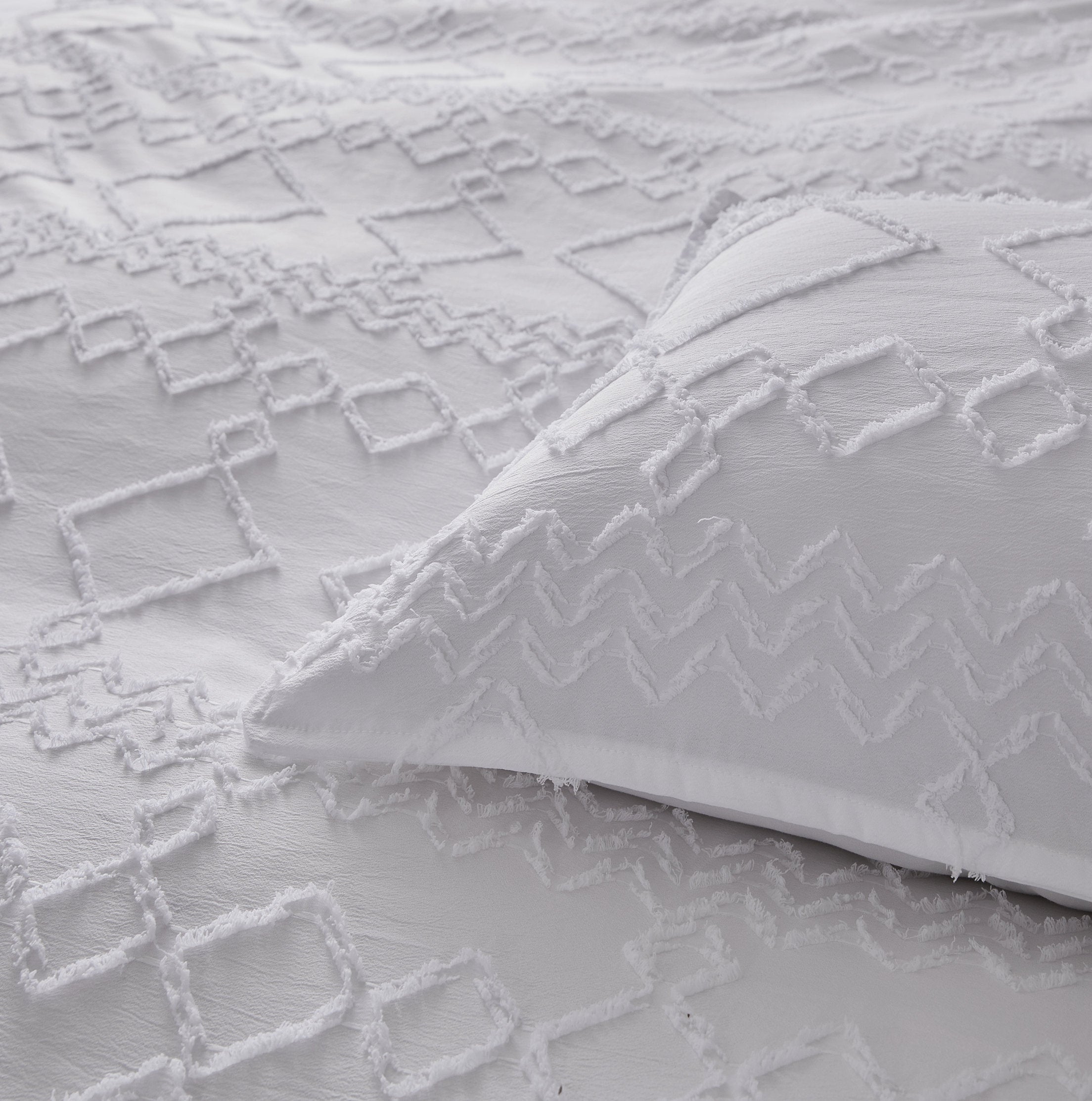 Microfibre Tufted Standard Pillowcases - Set of 2