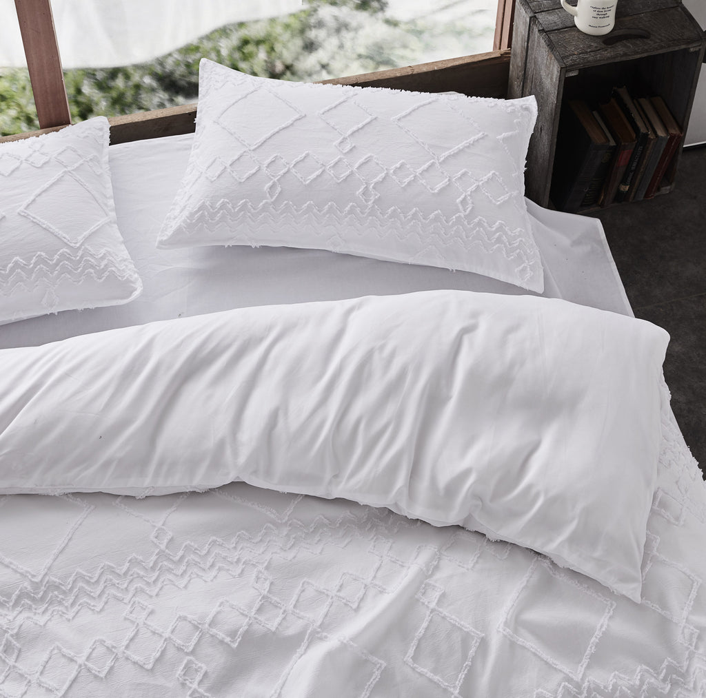 Microfibre Tufted Standard Pillowcases - Set of 2
