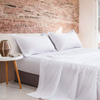 Vintage Washed Microfibre Sheet Set with Pillowcases - White