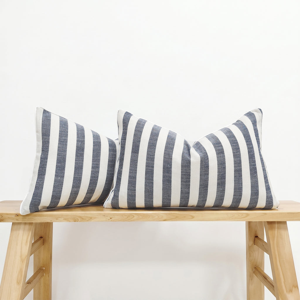 2-Pack Yarn-Dyed Linen-Cotton Cushion Covers - Navy - 30x50cm