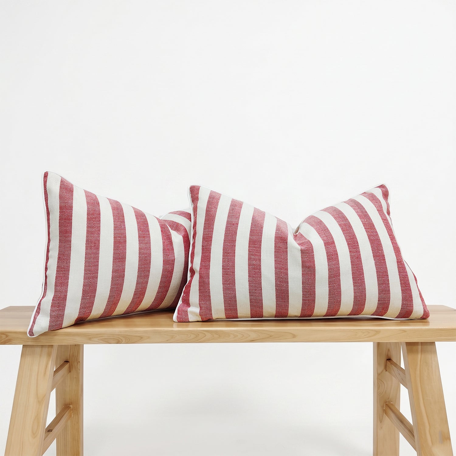 2-Pack Yarn-Dyed Linen-Cotton Cushion Covers - Red - 30x50cm