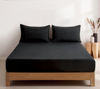 100% Vintage Washed Microfibre Fitted Sheet with Matching Pillowcases - Black