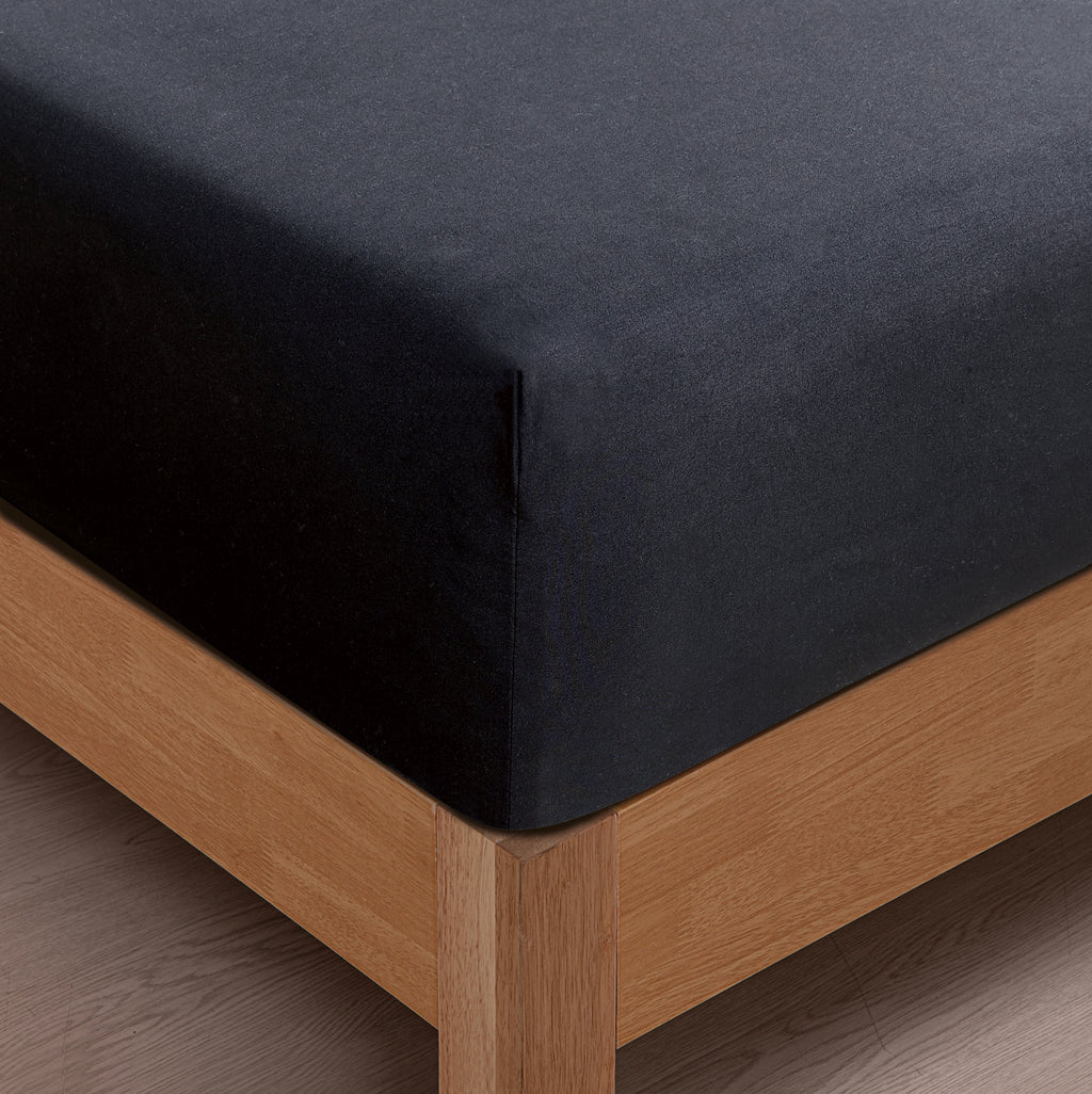 100% Vintage Washed Microfibre Fitted Sheet with Matching Pillowcases - Black