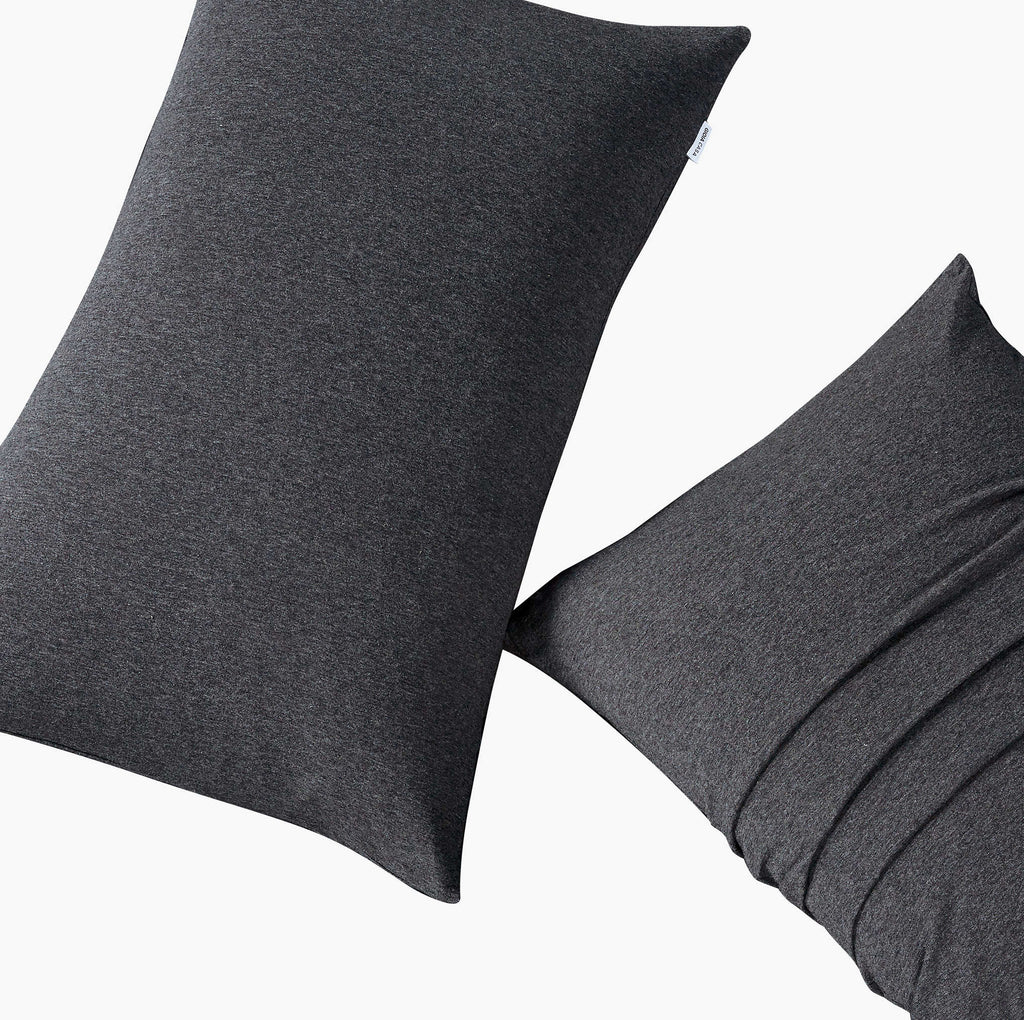 100% Jersey Cotton Standard Pillowcases - Twin-Pack - Black Marble