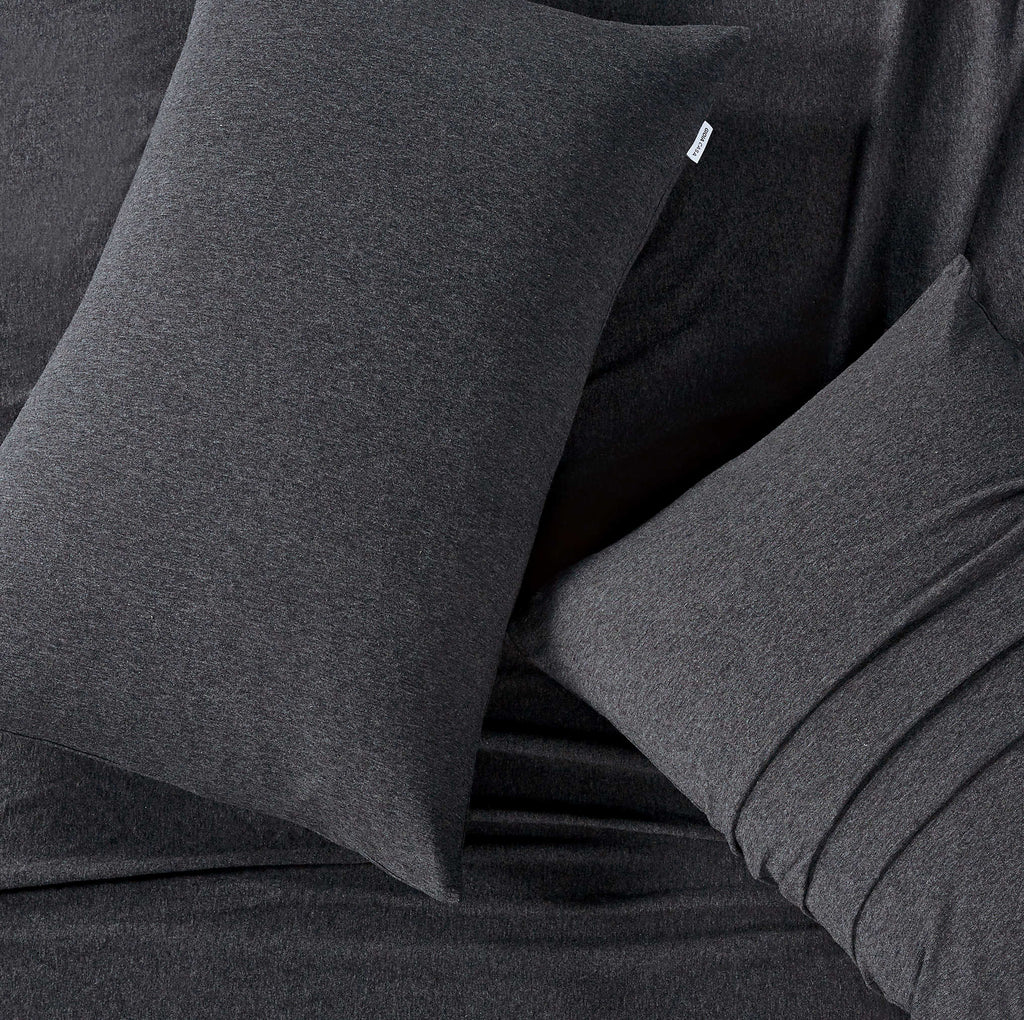 100% Jersey Cotton Standard Pillowcases - Twin-Pack - Black Marble