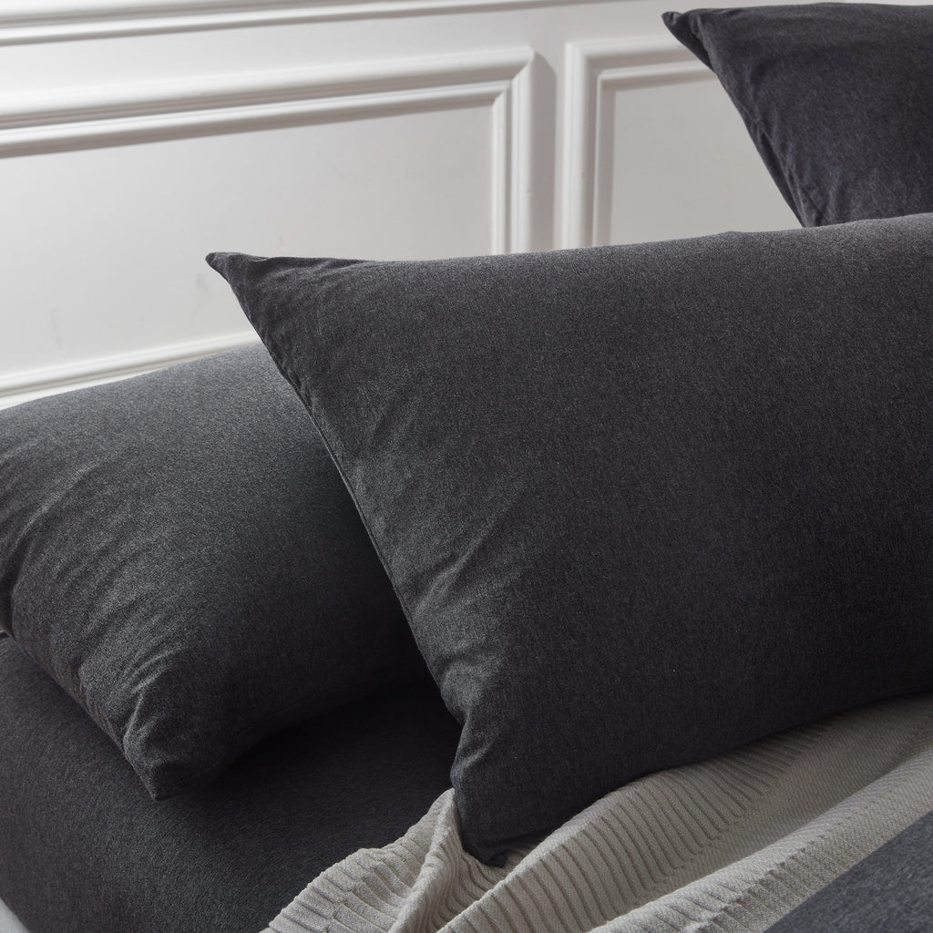 100% Jersey Cotton Standard Pillowcases - Twin-Pack - Black Marble
