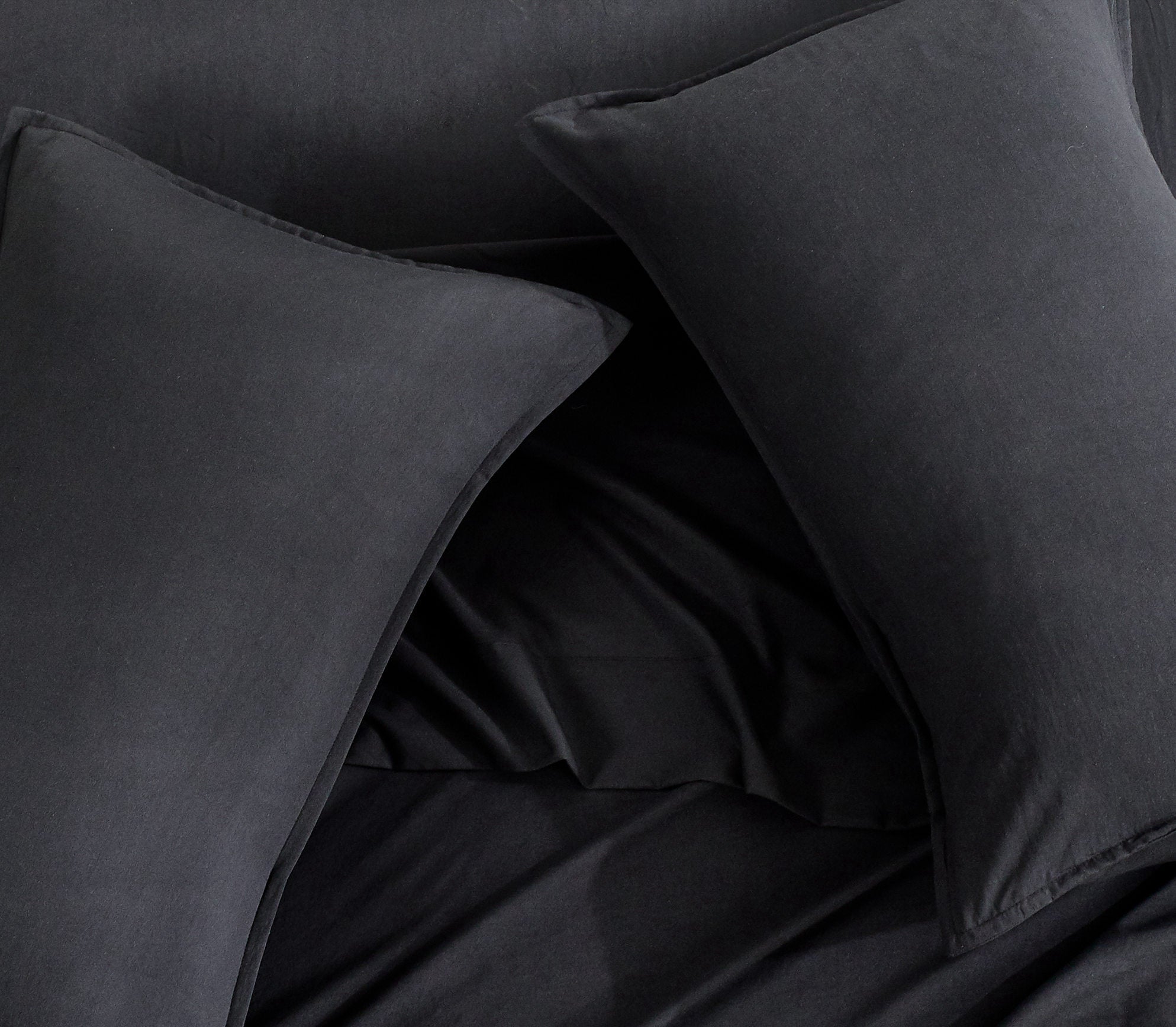CleverPolly - Vintage Washed Microfibre Standard Pillowcases (Set of 2) - Black