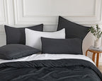 CleverPolly - Vintage Washed Microfibre Standard Pillowcases (Set of 2) - Black