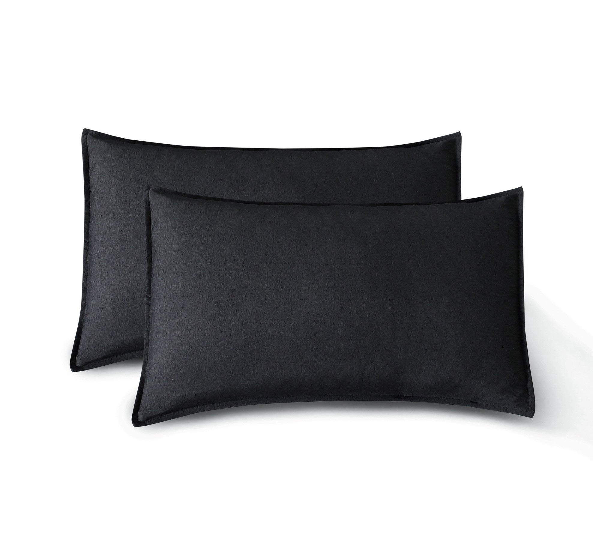 CleverPolly - Vintage Washed Microfibre Standard Pillowcases (Set of 2) - Black