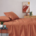 Vintage Washed Cotton Sheet Set with Matching Pillowcases - Brick