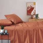Vintage Washed Cotton Sheet Set with Matching Pillowcases - Brick