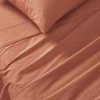 Vintage Washed Cotton Sheet Set with Matching Pillowcases - Brick