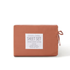 Vintage Washed Cotton Sheet Set with Matching Pillowcases - Brick