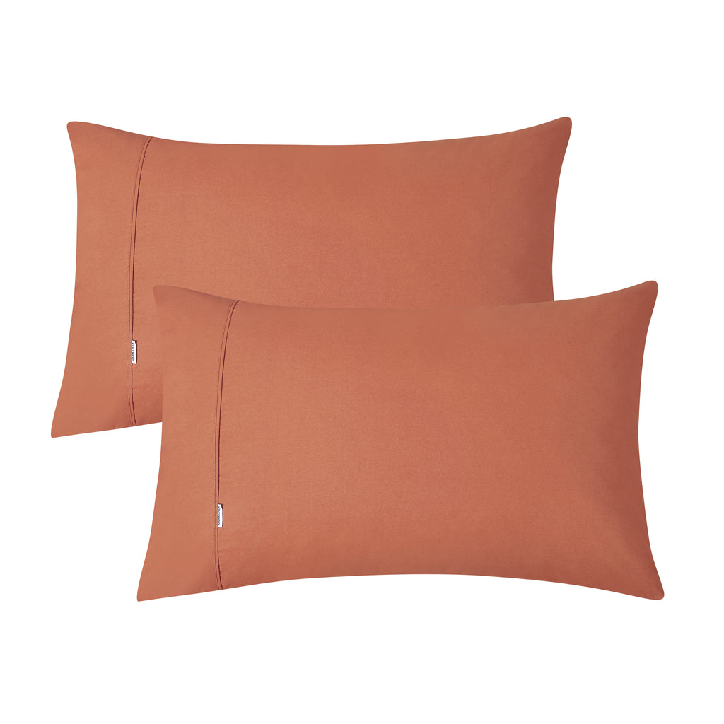 Vintage Washed Cotton Sheet Set with Matching Pillowcases - Brick