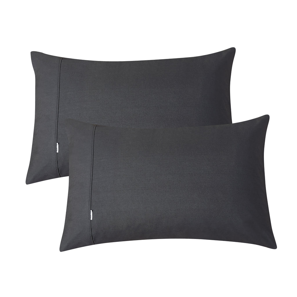 Vintage Washed Cotton Sheet Set with Matching Pillowcases - Charcoal