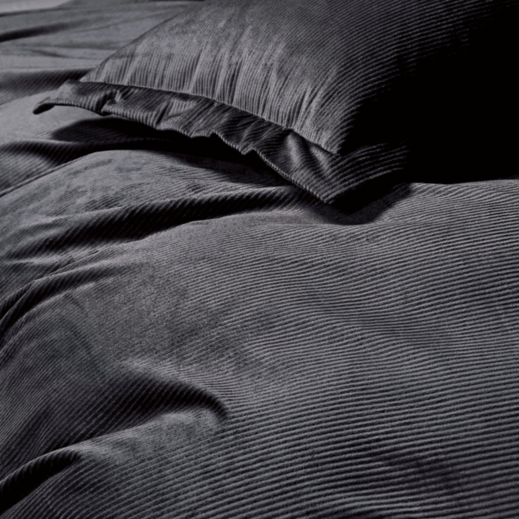 Corduroy Velvet Standard Pillowcase - Twin-Pack - Charcoal