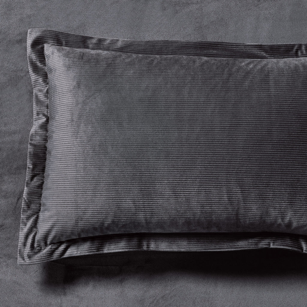 Corduroy Velvet Standard Pillowcase - Twin-Pack - Charcoal