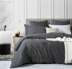 Vintage Washed Cotton European Pillowcases - Charcoal