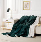 2-in-1 Teddy Sherpa Quilt Cover Set & Blanket - Emerald Green
