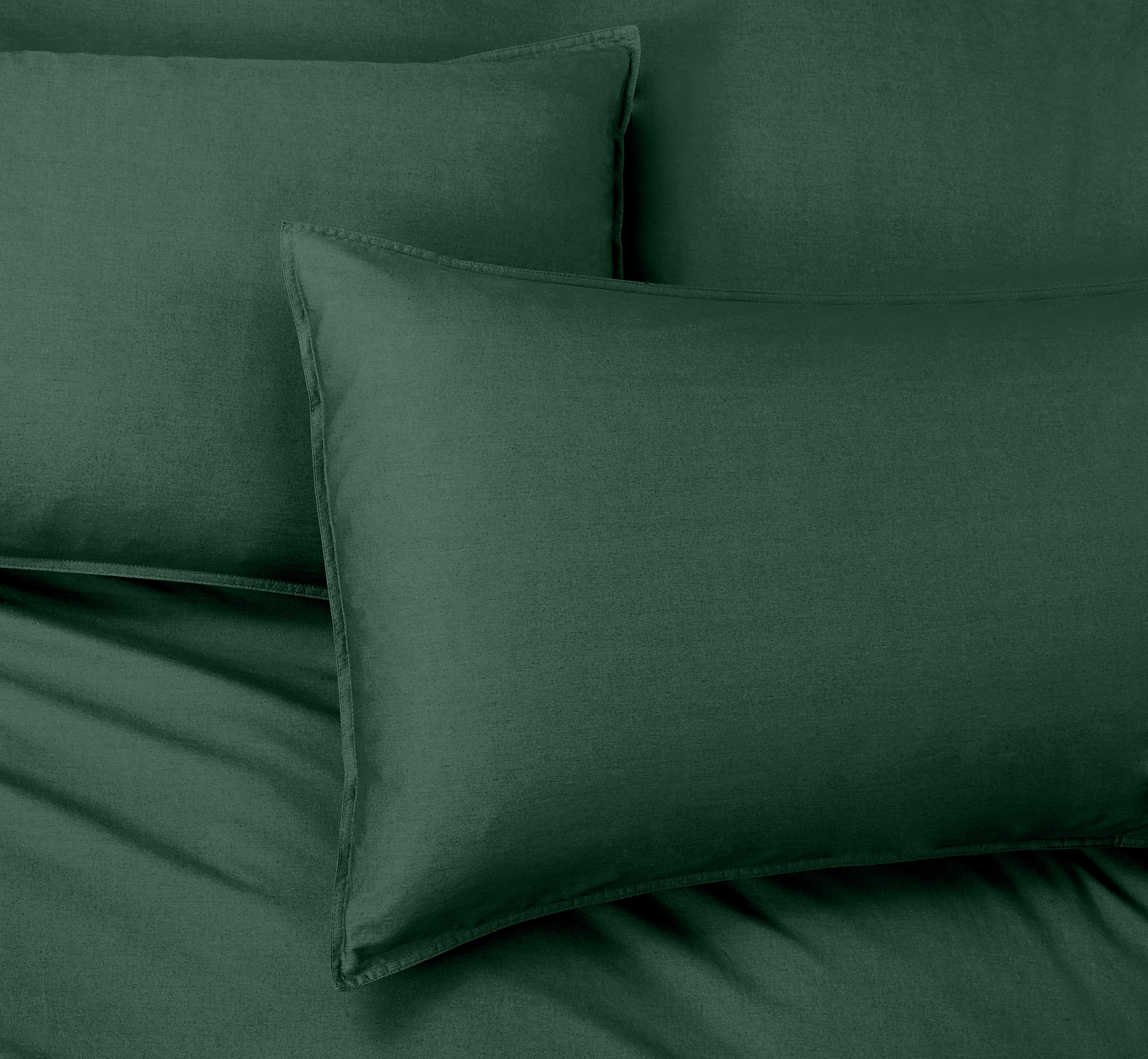 Vintage Washed Cotton Standard Pillowcases - Twin-Pack - Forest Green