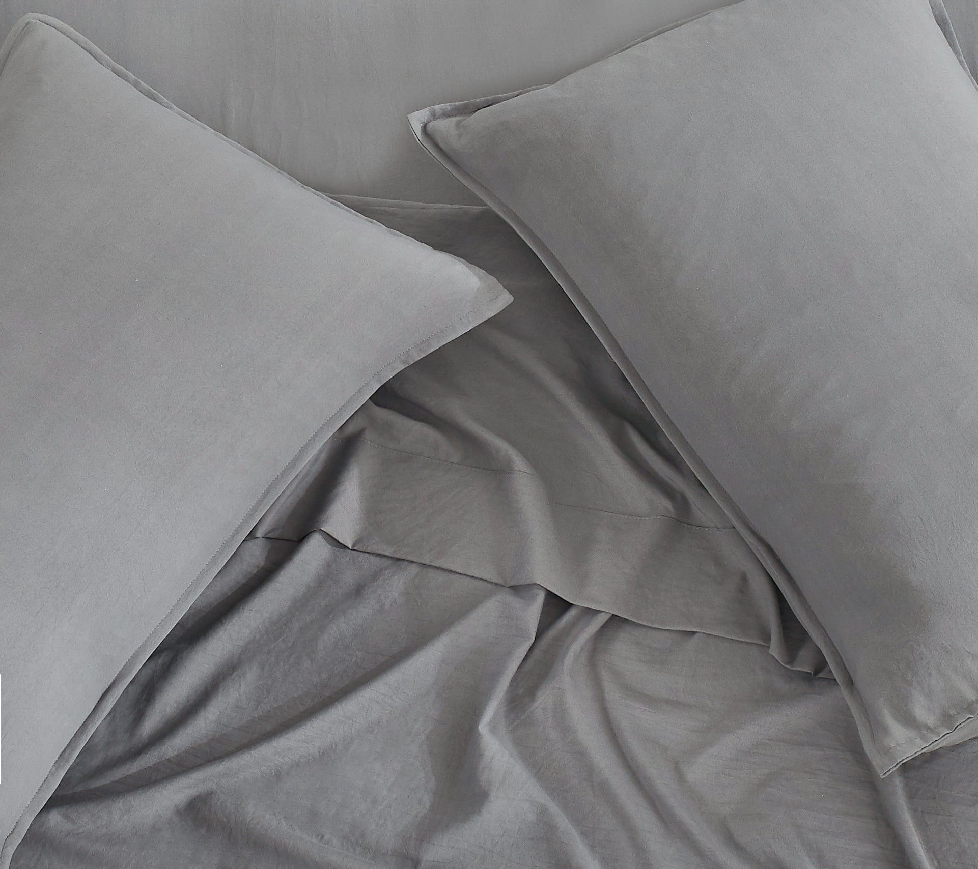 Vintage Washed Microfibre King Pillowcases - Twin-Pack - Grey - 50cm x 90cm