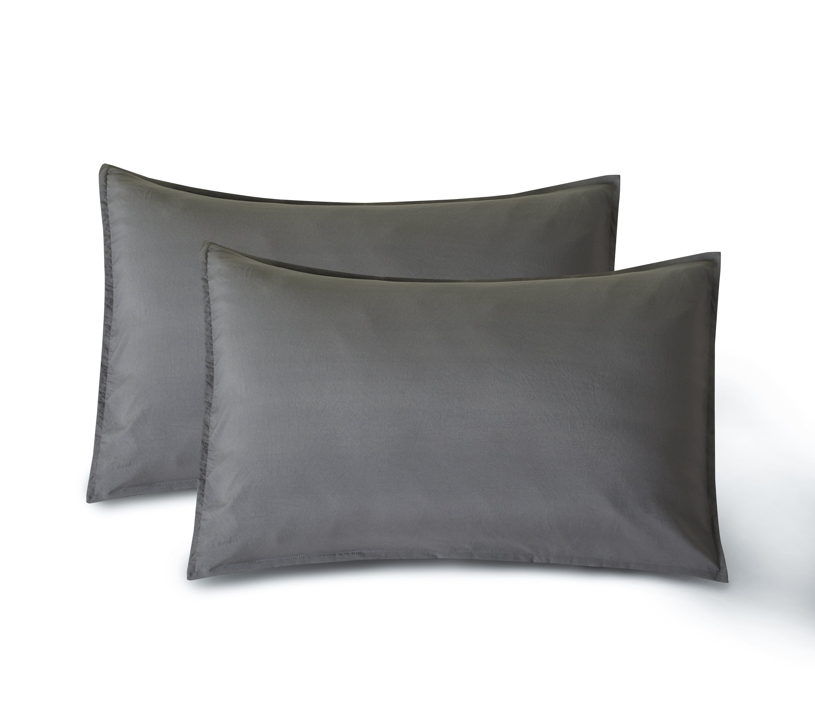 Vintage Washed Microfibre King Pillowcases - Twin-Pack - Grey - 50cm x 90cm