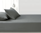 100% Vintage Washed Microfibre Fitted Sheet with Matching Pillowcases - Grey