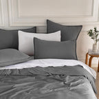 Vintage Washed Microfibre Standard Pillowcases - Twin-Pack - Grey