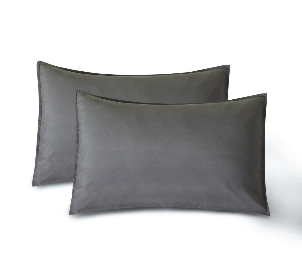 Vintage Washed Microfibre Standard Pillowcases - Twin-Pack - Grey