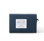 Vintage Washed Cotton Sheet Set with Matching Pillowcases - Dark Indigo
