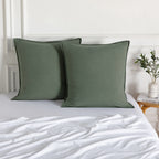 Vintage Washed Microfibre European Pillowcases - Twin-Pack - Khaki Green