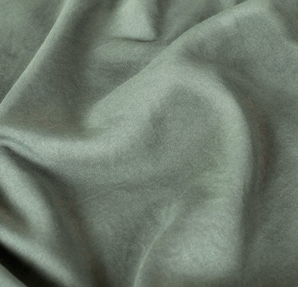 100% Vintage Washed Microfibre Fitted Sheet with Matching Pillowcases - Khaki Green