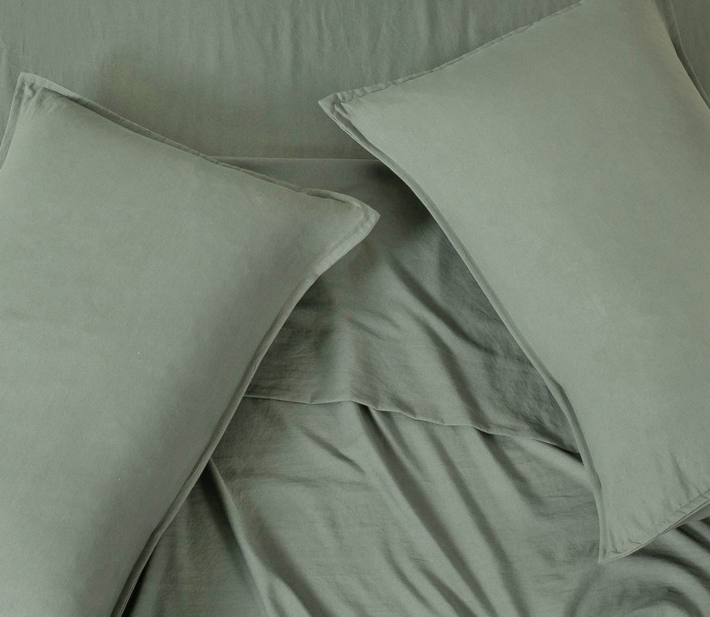 Vintage Washed Microfibre Standard Pillowcases - Twin-Pack - Khaki Green