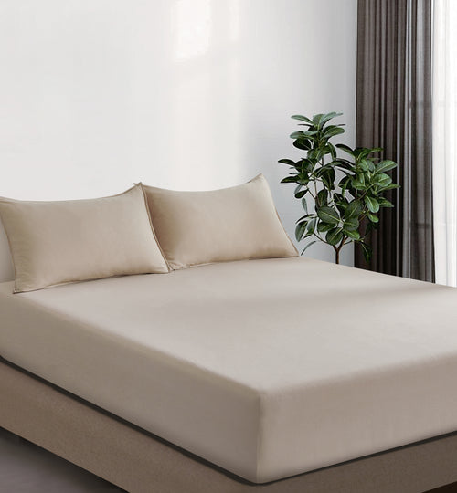100% Vintage Washed Microfibre Fitted Sheet with Matching Pillowcases - Linen