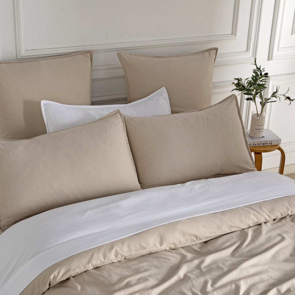 Vintage Washed Microfibre Quilt Cover Set - Linen