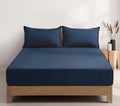 100% Vintage Washed Microfibre Fitted Sheet with Matching Pillowcases - Navy Blue