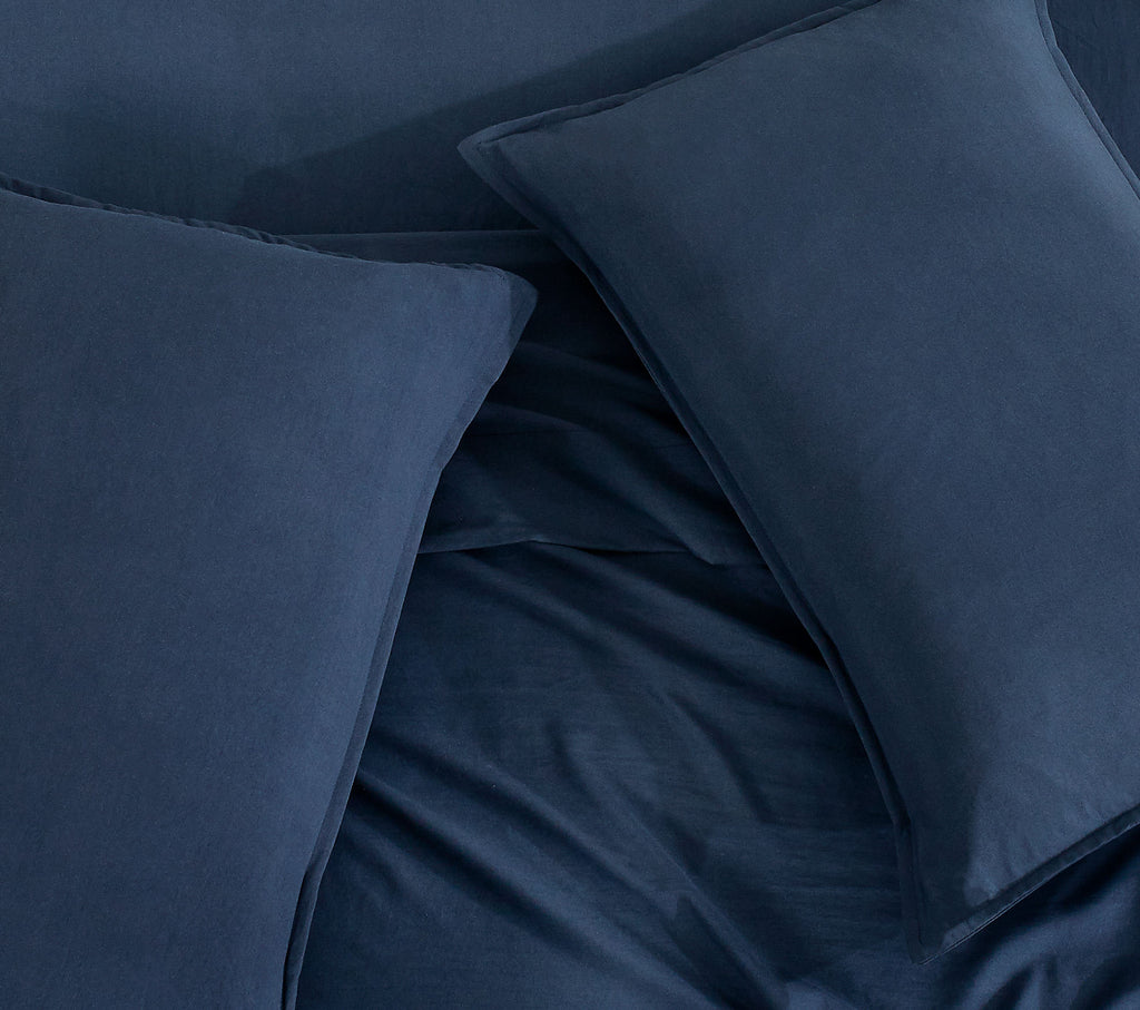 Vintage Washed Microfibre Standard Pillowcases - Twin-Pack - Navy